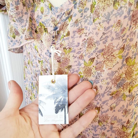 Forever 21 Floral Open Shoulder Prairie Dress NWT - Picture 7 of 10